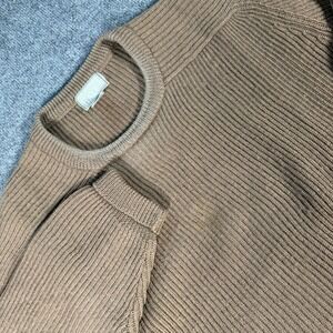 Christopher Hayes Mens Large Vintage 100% Wool Ribbed Crewneck Sweater Tan #4565
